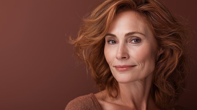 Cowboy Copper Hair Middle Aged Woman Rose Studio Soft Light