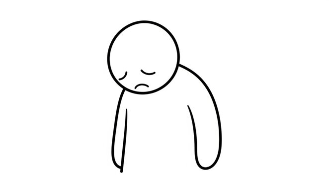 Sad cartoon person feeling down and dejected.