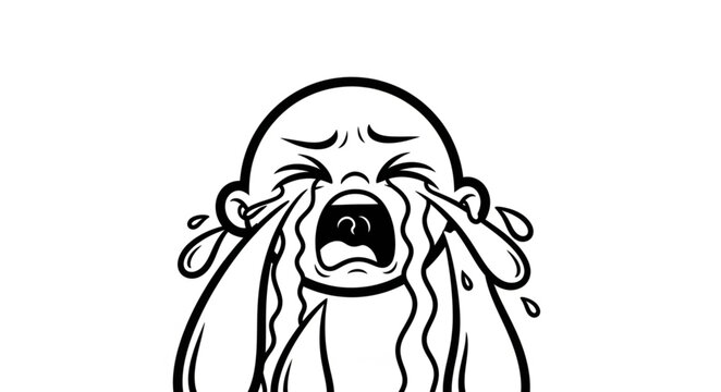 Sad Child Crying Tears of Sorrow.