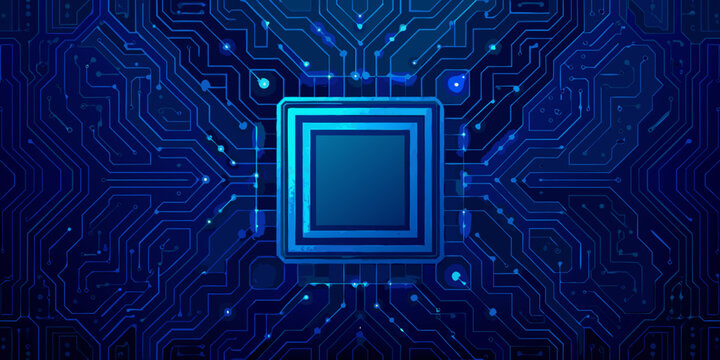 cpu socket illustration with blue circuit board pattern
