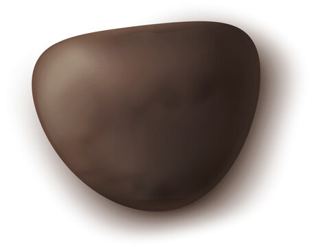Realistic Dark Cocoa Pebble Stone Vector Isolated Natural Rock Illustration