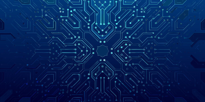 abstract circuit board pattern symmetrical blue technology background