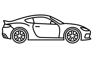 Fototapeta premium Sports car icon for racing or driving concepts, minimalist line art