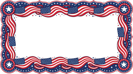 Fototapeta premium Patriotic border frame isolated on transparent background