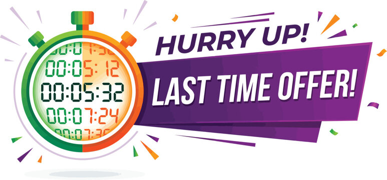 Sale timer graphic hurry up offer isolated