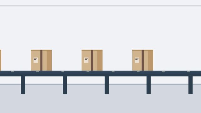 industrial warehouse with moving conveyor belt system