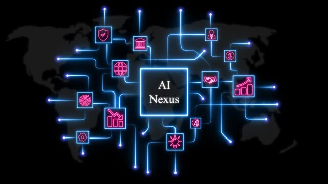 Ai nexus digital network connection: global data technology concept with glowing cyber and futuristic data flow