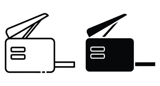 Scanner icon set for office document digitization electronic hardware device flat vector illustration for web design and mobile app interface