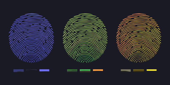 gradient fingerprint icons blue green and orange color scheme