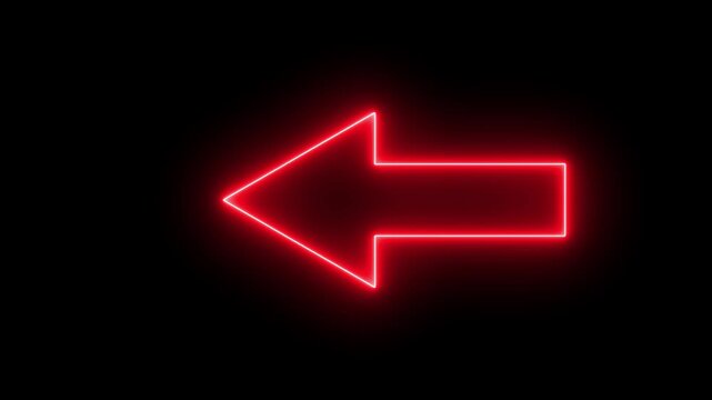 Glowing neon arrows moving from right to left on black background. neon abstract directional icon animation. Arrow symbol icon. Directional sign arrow points to the left, Abstract directional arrow