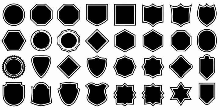collection of black label frames and shapes on a white background