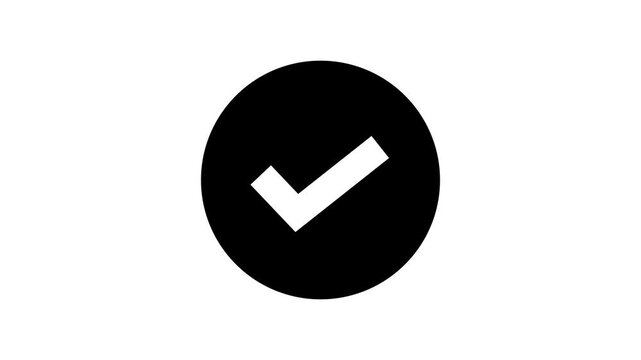 Correct or right choice icon animation. Verification, tick confirm correct accept select checkbox circle sign. correct sign and approval symbol animation 