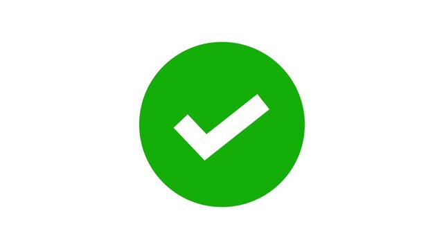 Correct or right choice icon animation. Verification, tick confirm correct accept select checkbox circle sign. correct sign and approval symbol animation 