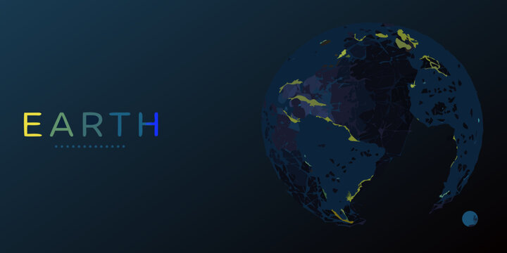 Polygonal earth illustration with text on dark blue background