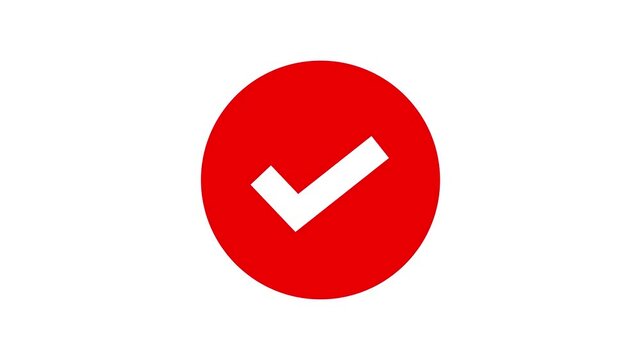Correct or right choice icon animation. Verification, tick confirm correct accept select checkbox circle sign. correct sign and approval symbol animation 