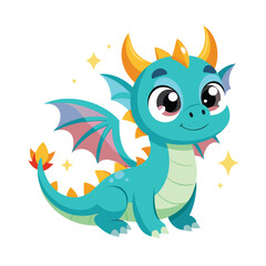 Fototapeta premium Colorful cartoon dragon with happy face standing and smiling
