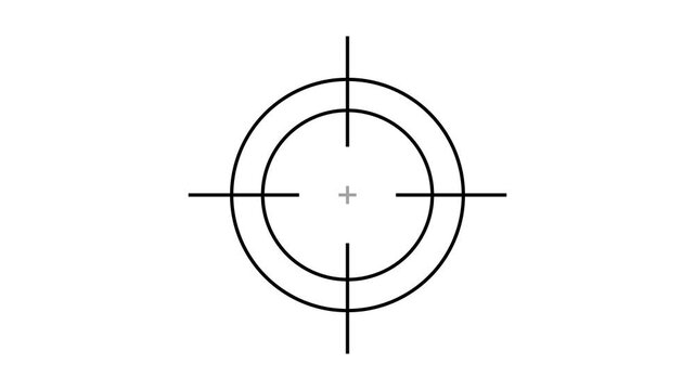 Glowing target icon animation. Military training, Military target icon animation Neon gun point, Sniper Scope target with measurement scale. Neon gun pointer and shouting concept animation.