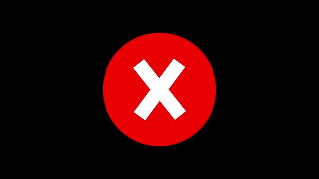 Animated 4K wrong mark red icon. Red cross wrong check mark, doodle X cross Mark, wrong Grunge check mark animation, symbol of cancel, deny, wrong or incorrect,