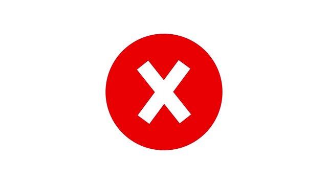 Animated 4K wrong mark red icon. Red cross wrong check mark, doodle X cross Mark, wrong Grunge check mark animation, symbol of cancel, deny, wrong or incorrect,