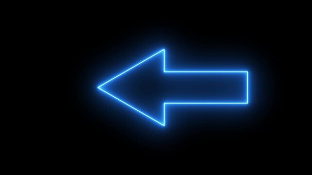Glowing neon arrows moving from right to left on black background. neon abstract directional icon animation. Arrow symbol icon. Directional sign arrow points to the left, Abstract directional arrow