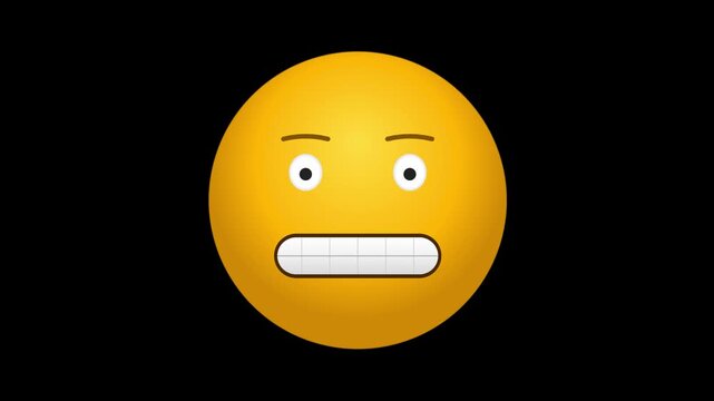 grimacing 3d emoji with awkward facial tension dark