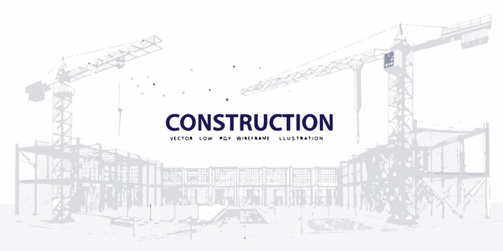 construction site vector illustration with cranes and building framework