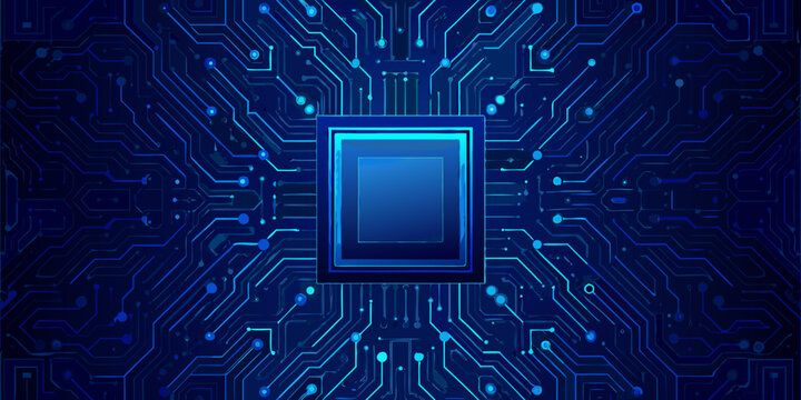 cpu socket with circuit board pattern futuristic technology illustration