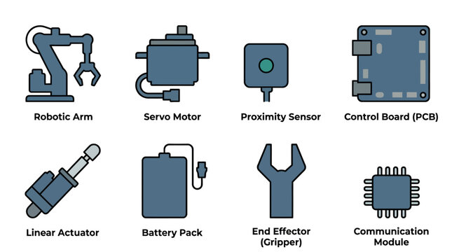 Industrial robotic automation technology components.
