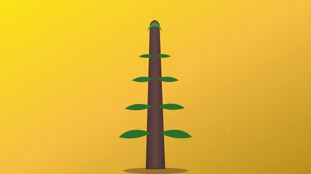 Giant Sequoia Scaling Up On Golden Background