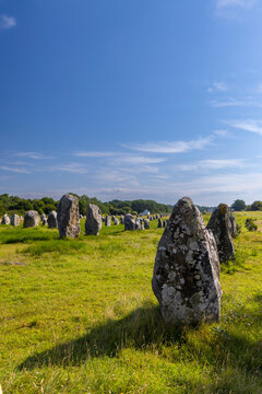 Standing stones (or menhirs) in Carnac, Morbihan, Brittany, France