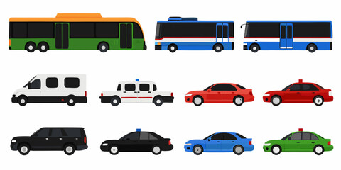 vehicle fleet illustration colorful transportation icons on white background © Ankan