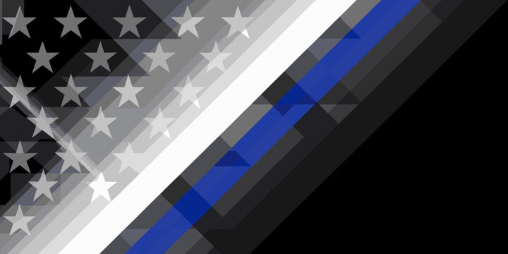 thin blue line flag abstract background with stars