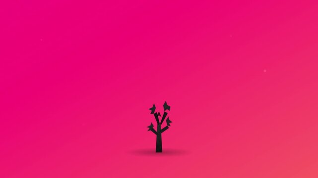 geometric joshua tree tilting on hot pink background