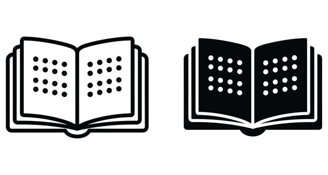 Braille book icon set for blind accessibility education literacy reading disability support tactile language communication symbol graphic design element vector