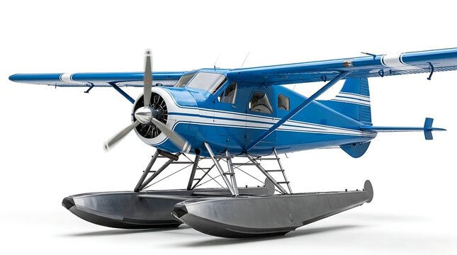 An iconic utility seaplane displaying an enclosed pilot cabin, radial engine nose, and structural wing struts on white.