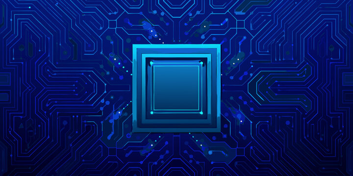 cpu socket illustration with blue circuit board pattern