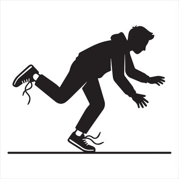 Funny Silhouette of Person Stumbling on Untied Sneakers Everyday Life Humor