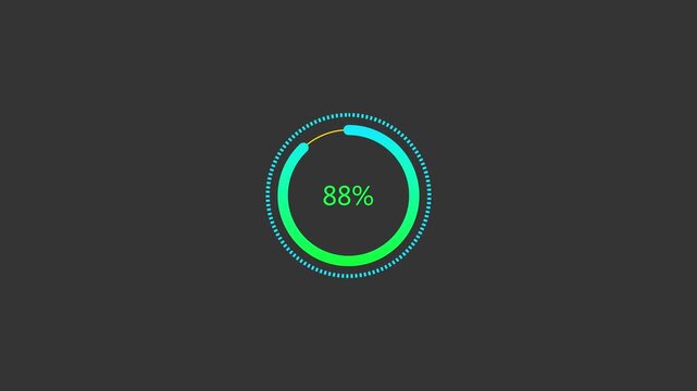 Line bar loading processing 0 to 88 loading animation, on white screen.Retro loading line bar animation.transfer background circle loader animation ,4k quality video