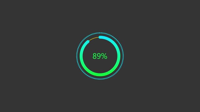 Line bar loading processing 0 to 89 loading animation, on white screen.Retro loading line bar animation.transfer background circle loader animation ,4k quality video