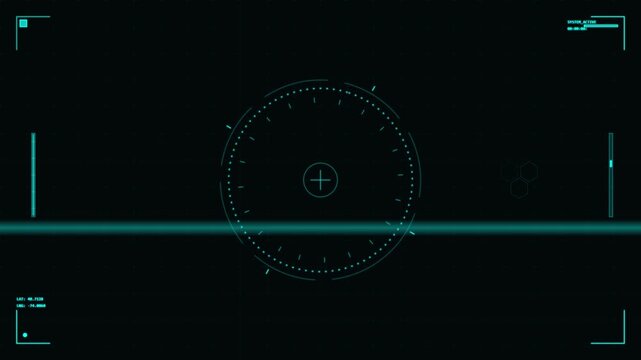 futuristic hud interface neon grid rotating elements animation