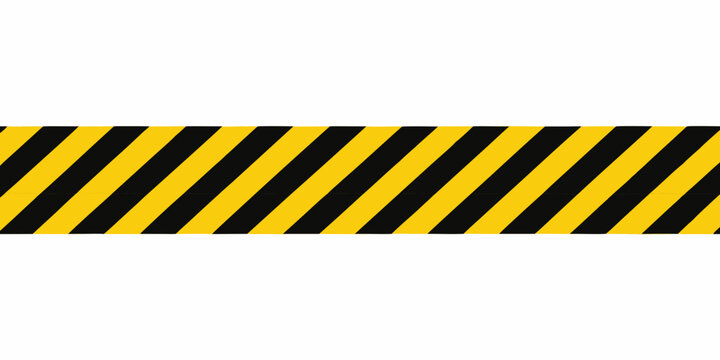 hazard warning tape strip black and yellow diagonal pattern on white