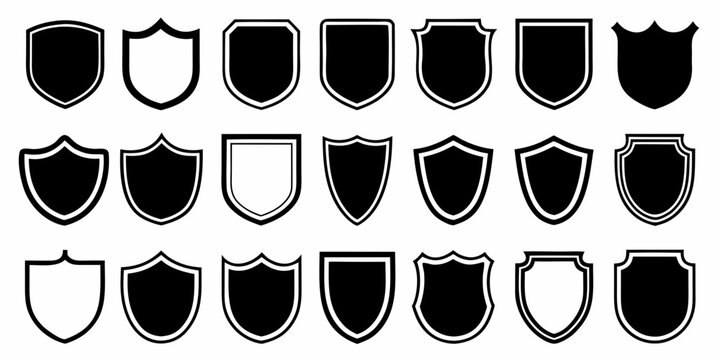 shield silhouettes collection various shapes on white background