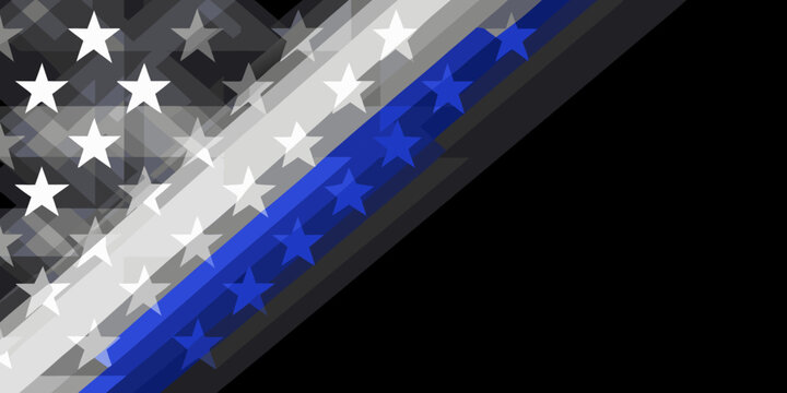 thin blue line flag abstract background with stars and stripes