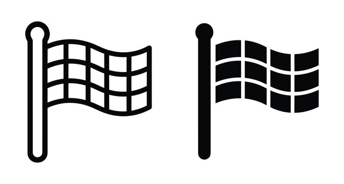 Checkered racing flag icons set representing finish line competition speed automotive sports victory achievement start signal waving checkered pattern symbols