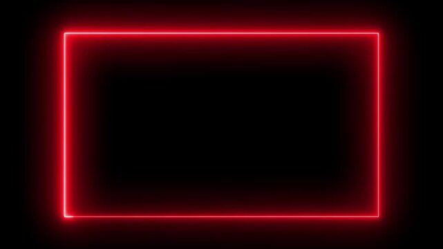 Neon glowing blue color square rectangle picture frame icon animation, border frame shape. neon box footage shape round seamless border retro movement, abstract glowing neon rectangle frame animation 
