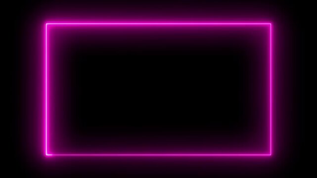 Neon glowing blue color square rectangle picture frame icon animation, border frame shape. neon box footage shape round seamless border retro movement, abstract glowing neon rectangle frame animation 