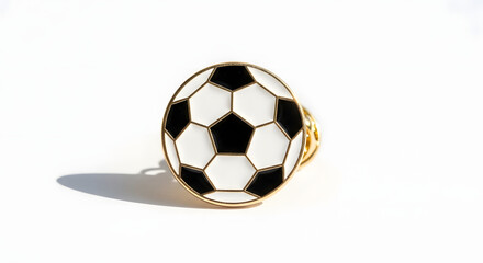 Naklejka premium A gold ring featuring a soccer ball design on a white background