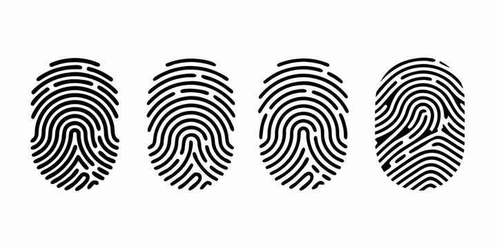 fingerprint set black and white vector illustration on white background