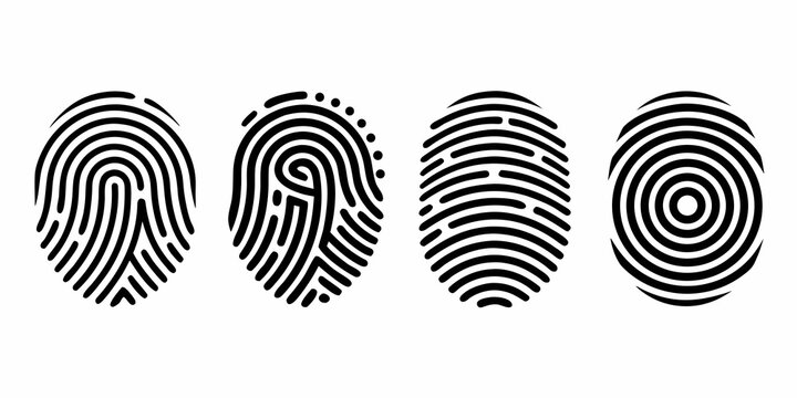 fingerprint set black and white vector illustration