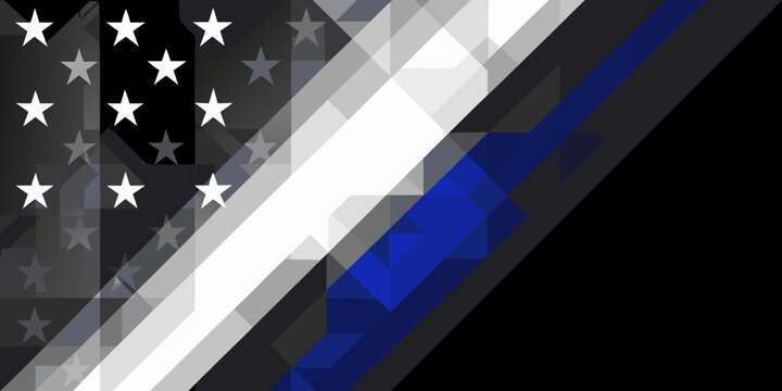 thin blue line flag abstract geometric pattern